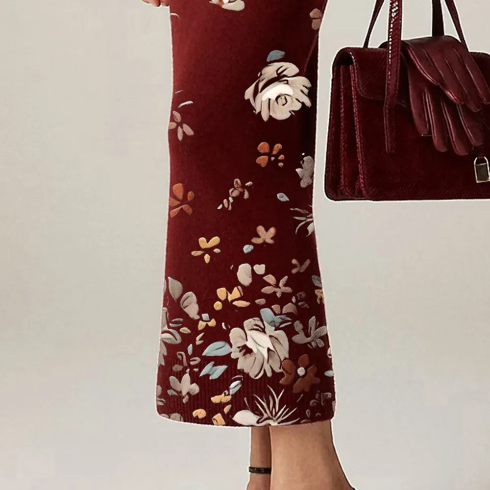 Crew Neck long-sleeve cashmere sweater-dress