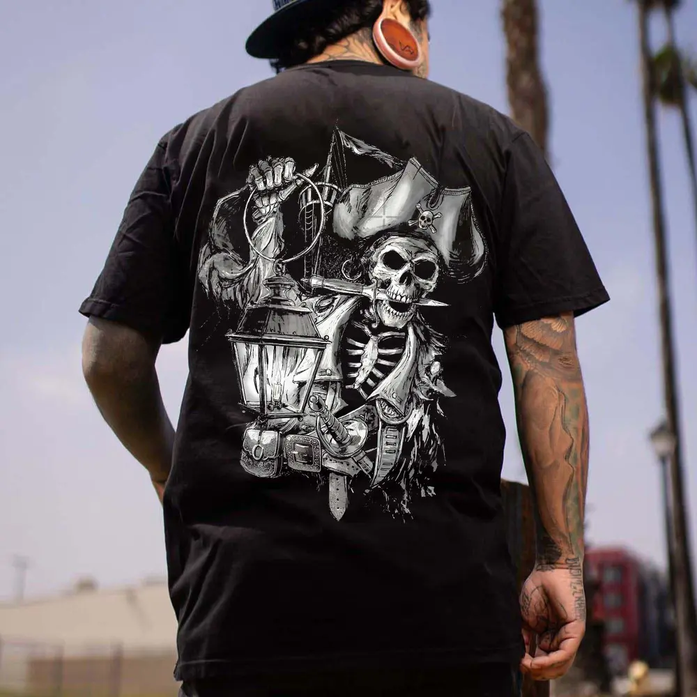 Pirate Skull Printed Men's T-shirt
