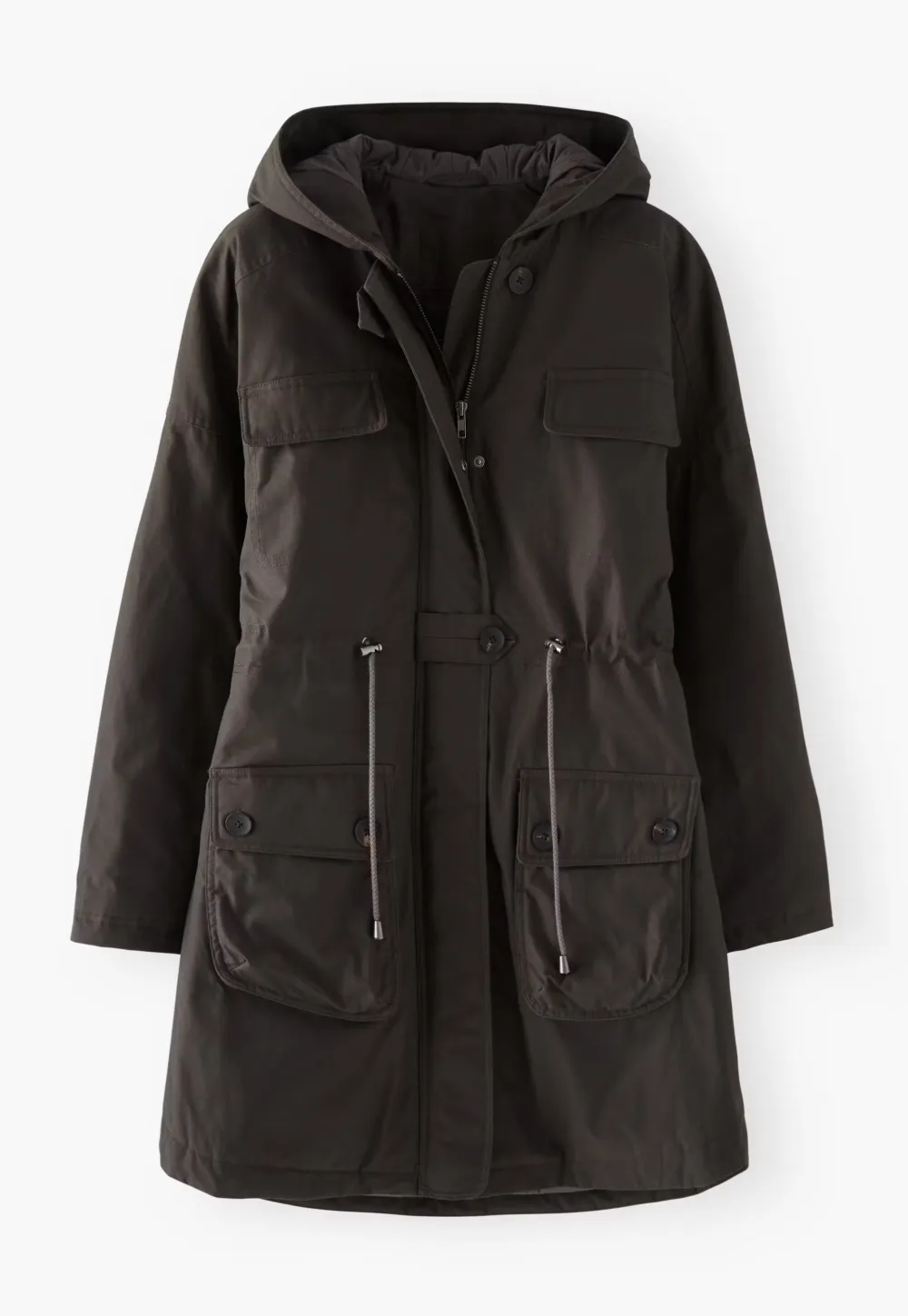 Parka coat
Coated cotton