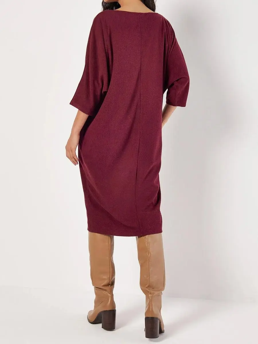 Ribbed Knit Cocoon Midi Dress