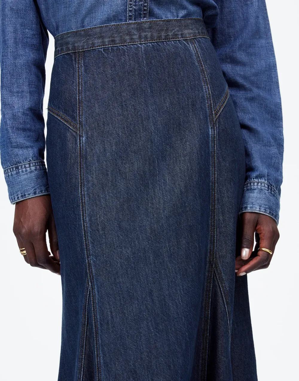 Denim Midi Circle Skirt Wash: Airy Denim Edition