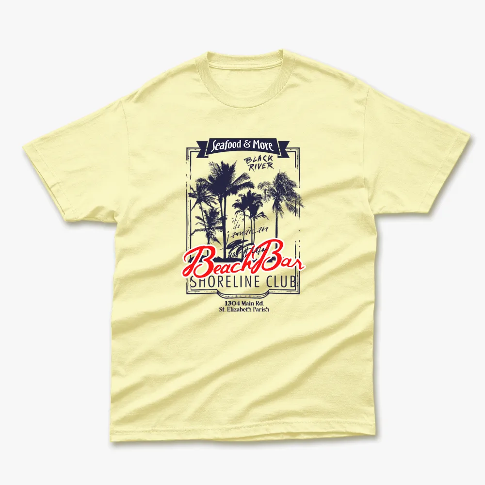 Retro Summer Seafood More Black River Printed T-Shirt