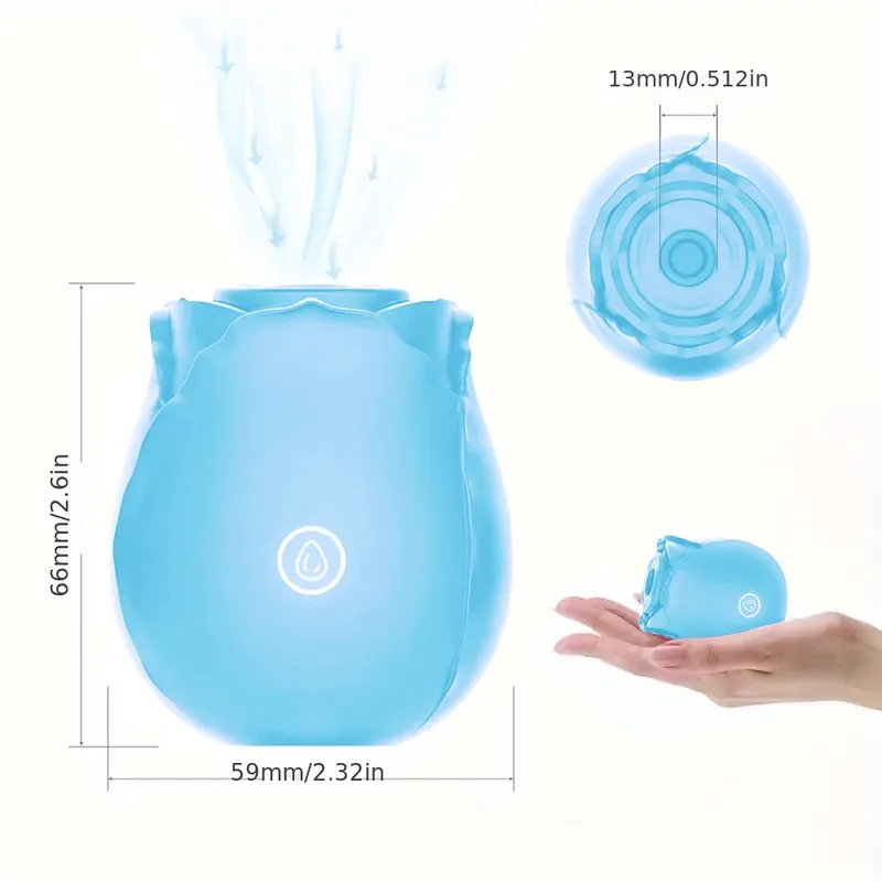 Light Blue Rose Toy Vibrator Classic Sucking Vibrator 10 Frequency