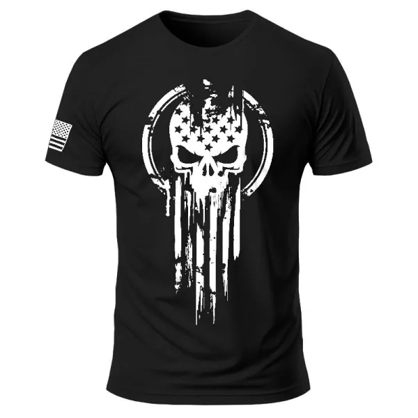 American Soldier T-Shirt - Casual Crew Collar, Short Sleeves, Lightweight Cotton Shirt, Suitable For All Seasons - Men'S Wear, Top