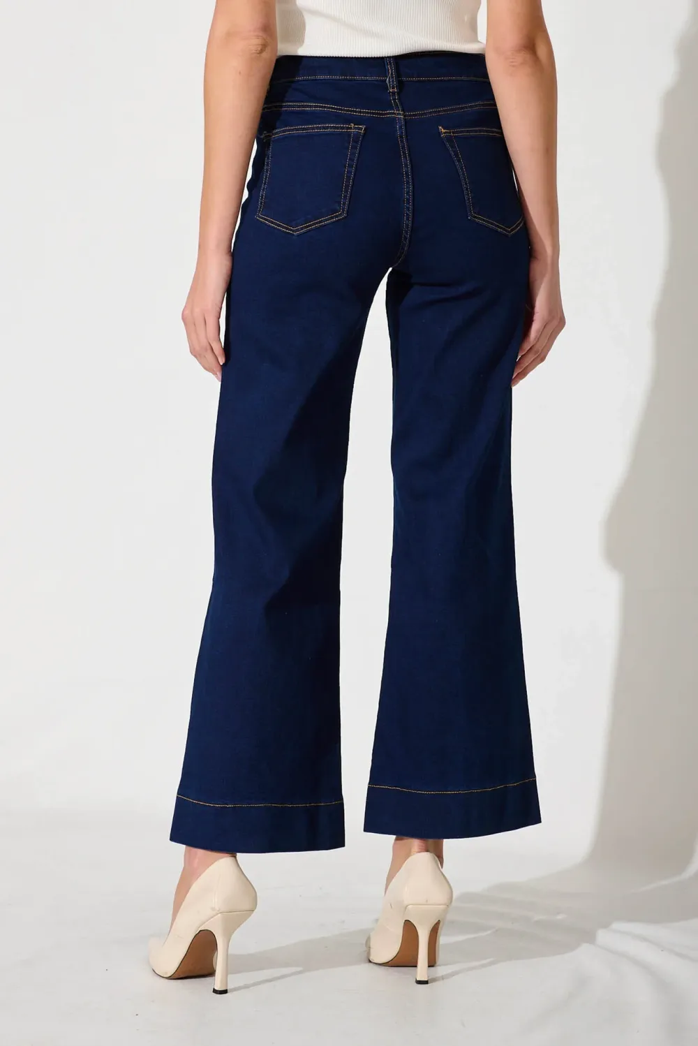 Navy Blue High Waisted Flared Jeans