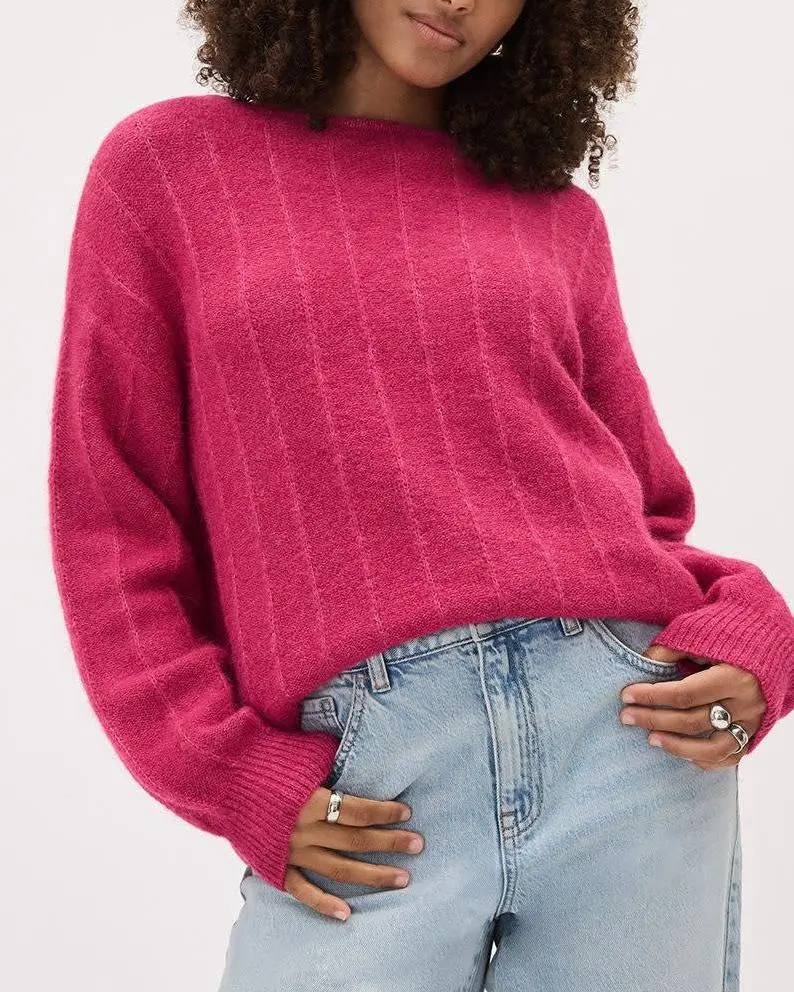 Long-Sleeve Crew-Neck Alpaca-Blend Sweater