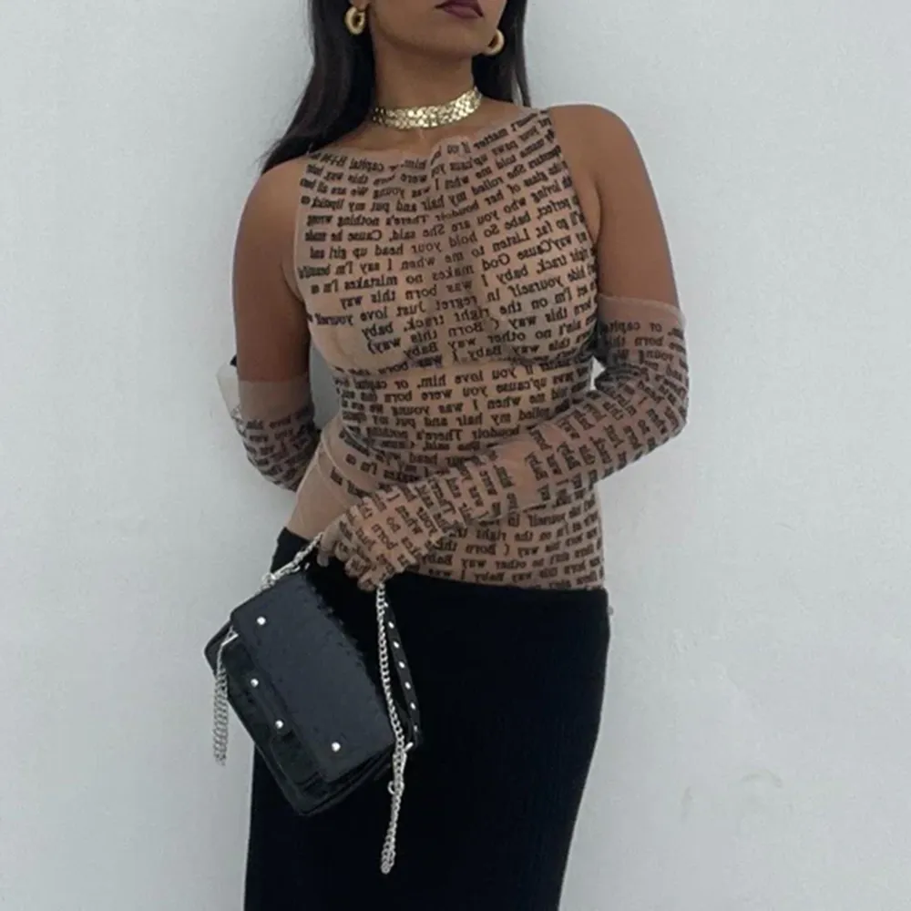 Body Language Mesh Tattoo Top With Gloves