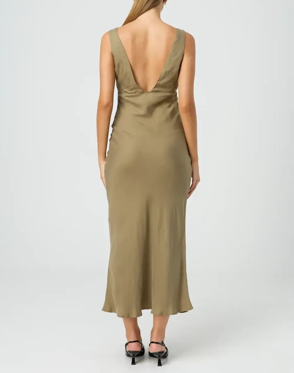 Cupro V Front Maxi Dress