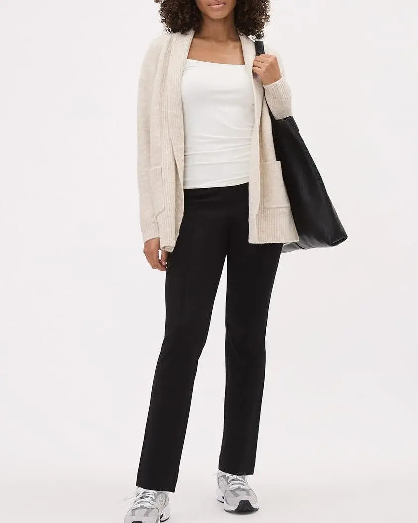 Solid Pull-On High-Rise Slim-Leg Ankle Pant