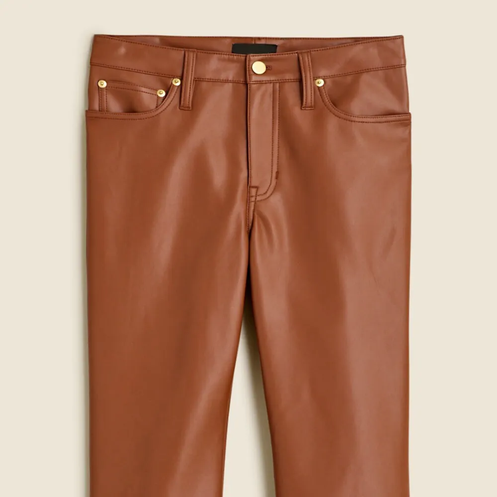 High-rise bootcut pant in faux leather