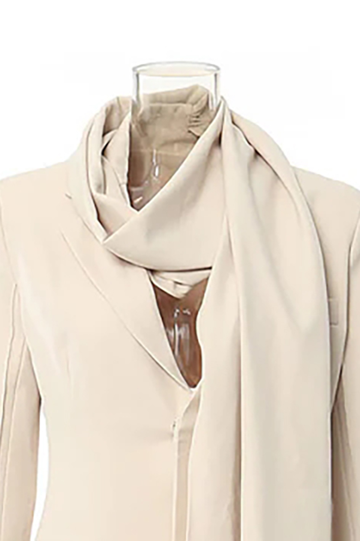 Minimalist Notched Lapel Long Sleeve Cinched Waist Scarf Blazer