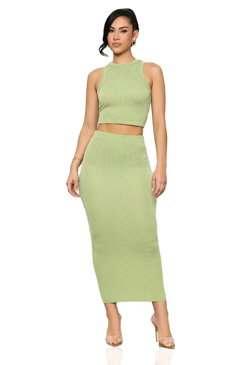 Just Chill Skirt Set (Sage)