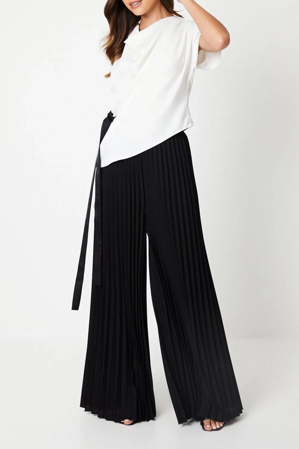 Chiffon Pleated Palazzo Trouser