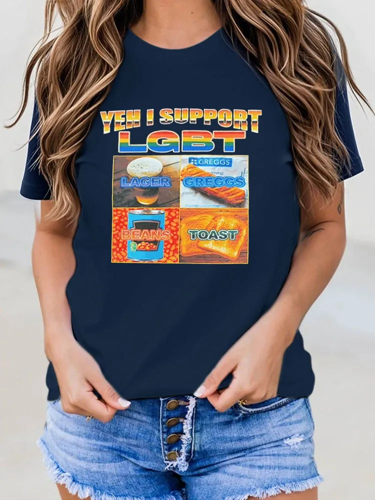 Women'S Yeh I Support L G B T Round-Neck T-Shirt