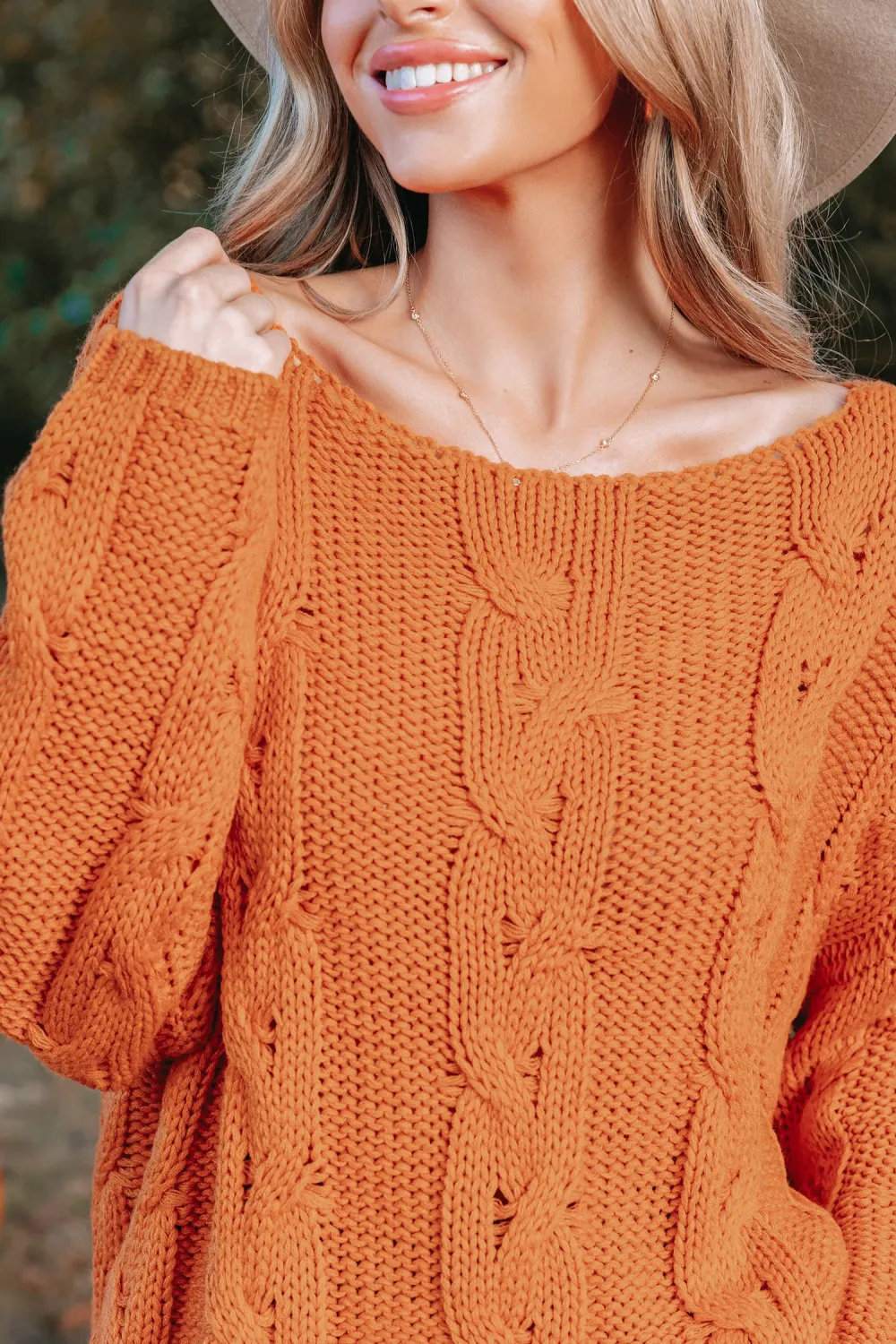 Cable Knit One-Shoulder Sweater