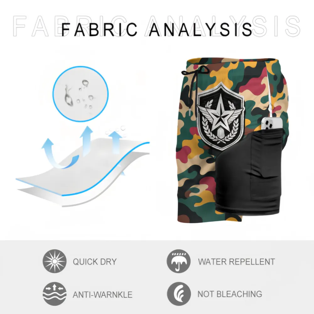 Colorful Camouflage Badge Print Sports Board Shorts