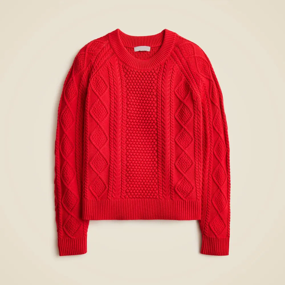 Cotton cable-knit crewneck sweater