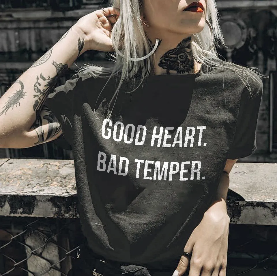 Good Heart Bad Temper Printed Women's T-shirt