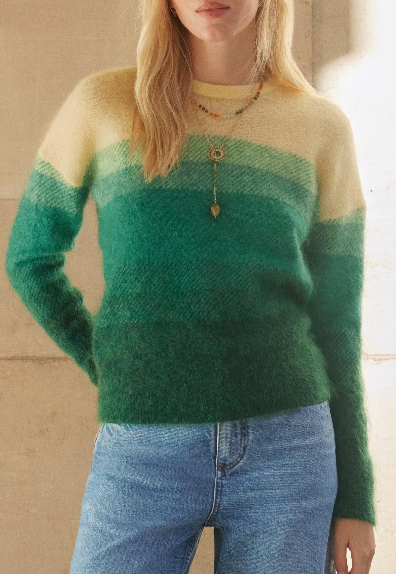 Striped ombre sweater
Mohair & merino wool blend