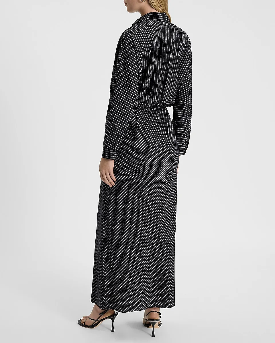 Printed Half Button Up Portofino Maxi Shirt Dress