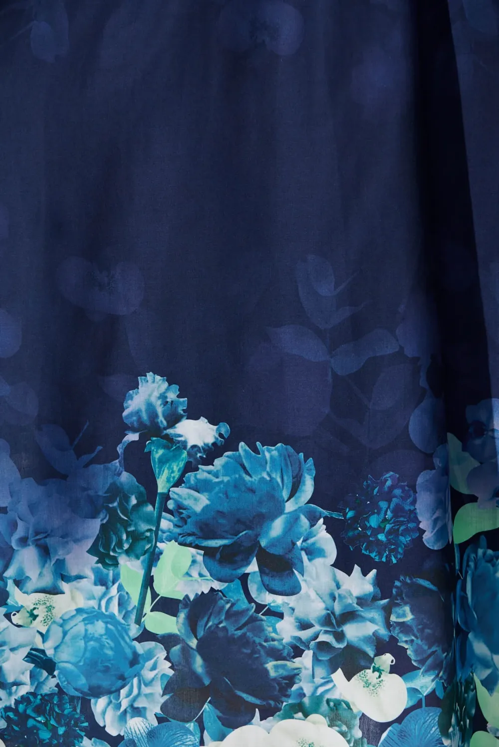 Navy Blue Floral Print Puff Sleeve Maxi Dress