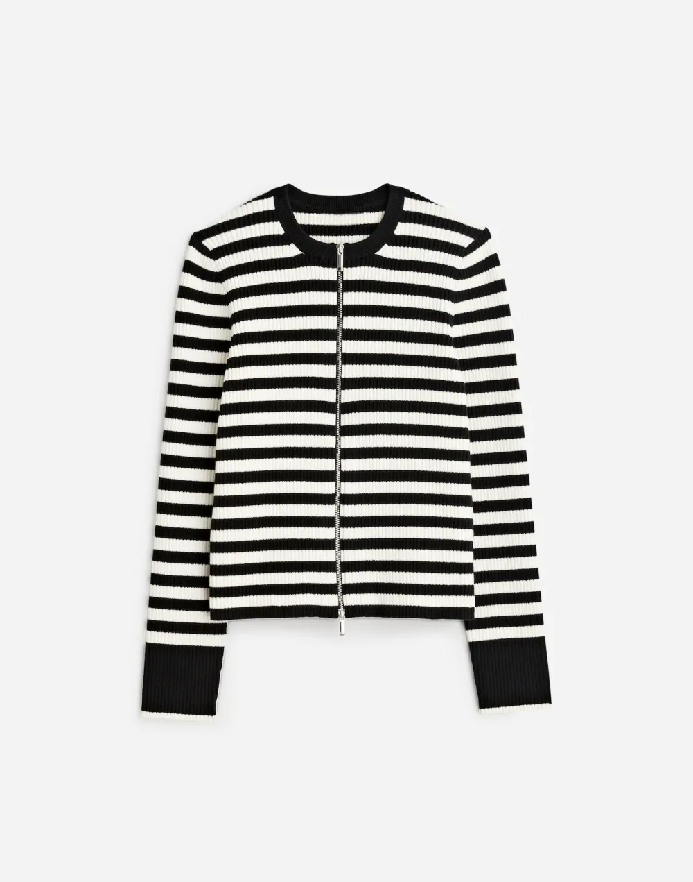 Zip-Front Cardigan in Stripe