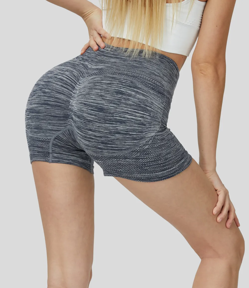 Seamless Flow High Waisted Butt Lifting Ruched Deep Dye Yoga Biker Shorts 3.5''