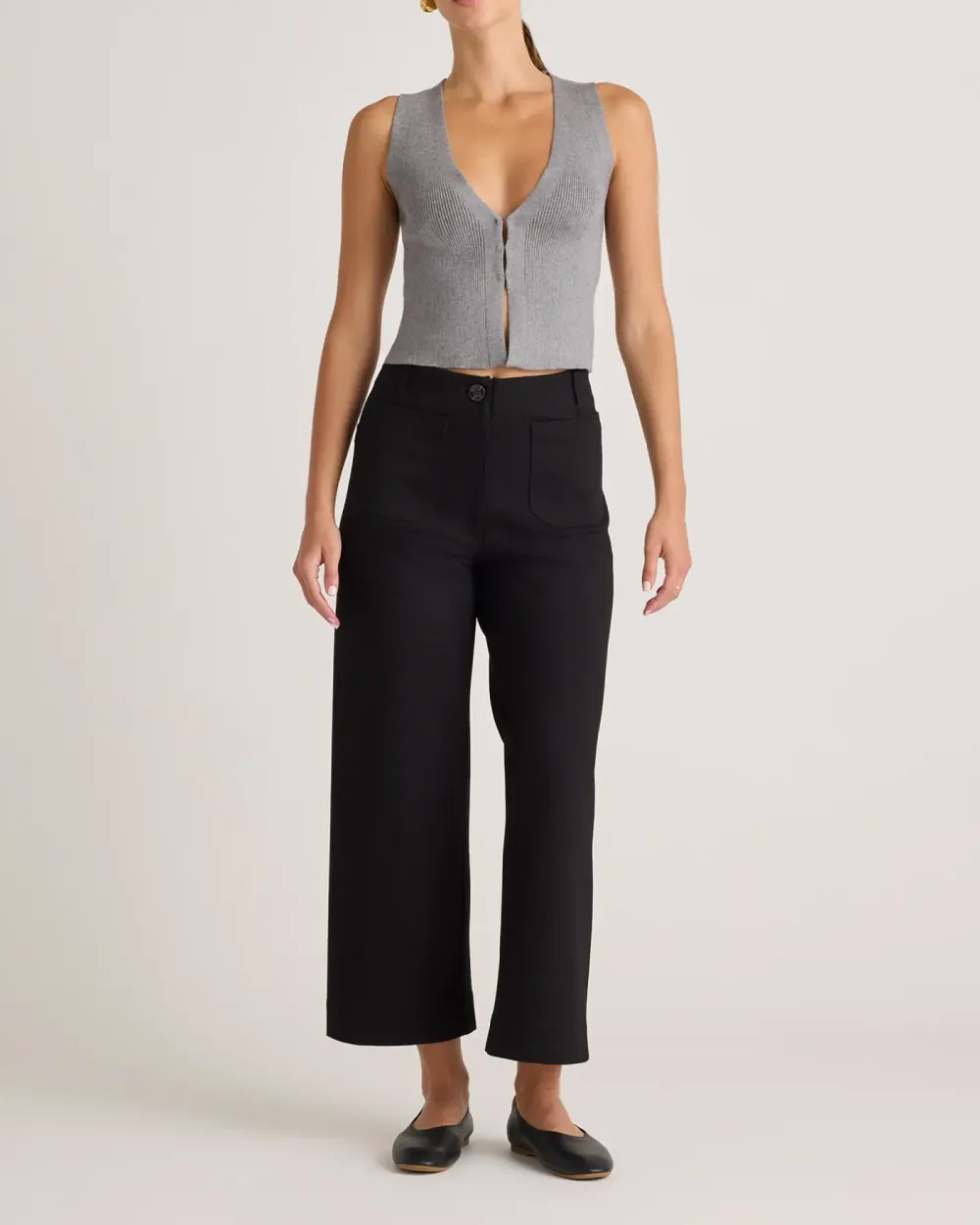 Ultra-Stretch Ponte Cropped Wide Leg Pants