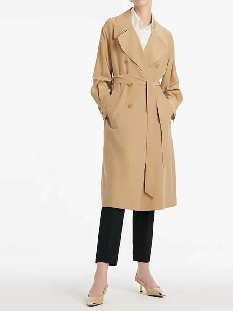 Mulberry Silk Women Trench Coat With Belt