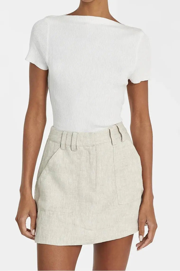 EVA NATURAL LINEN SKORT