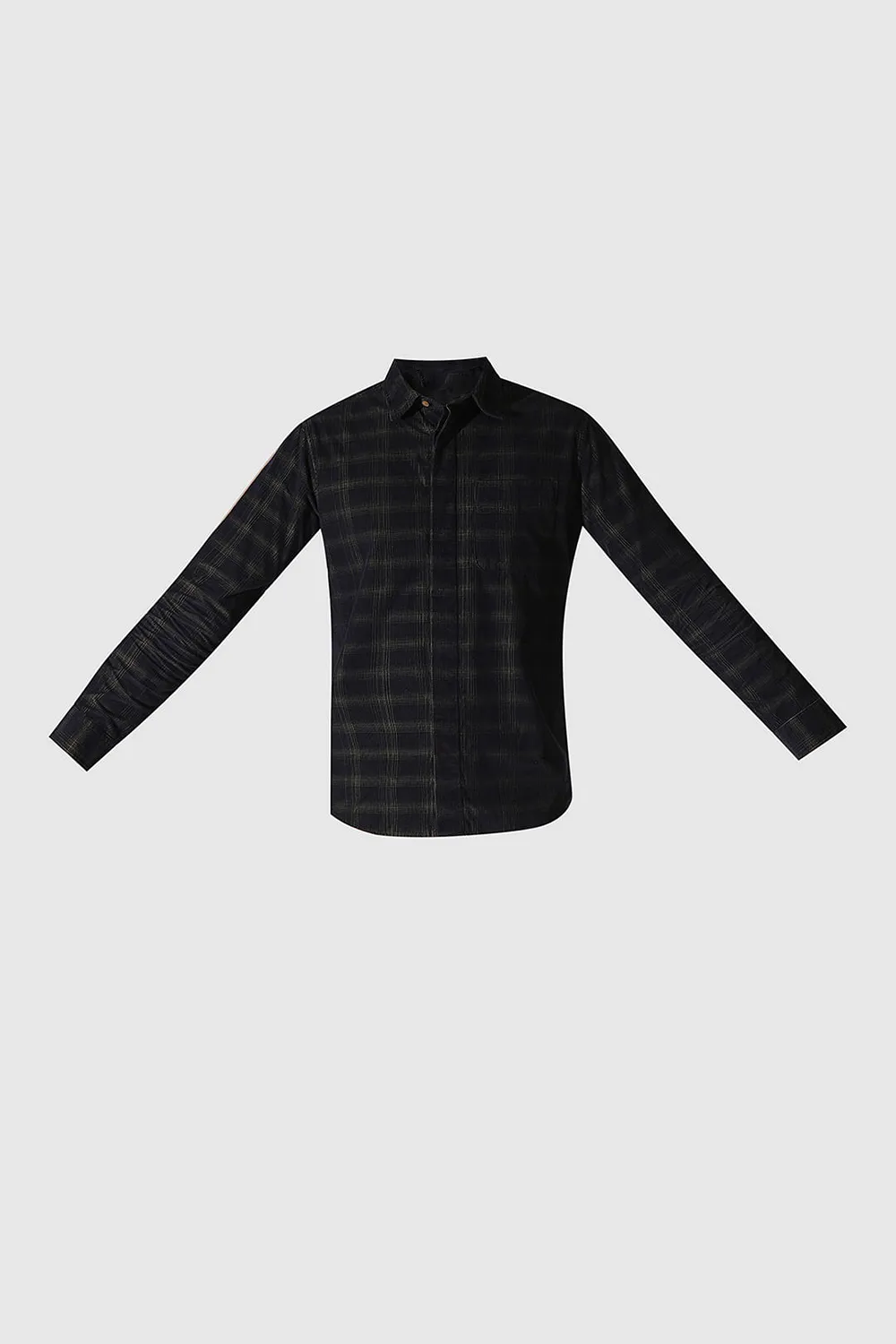 Navy Blue Corduroy Check Shirt