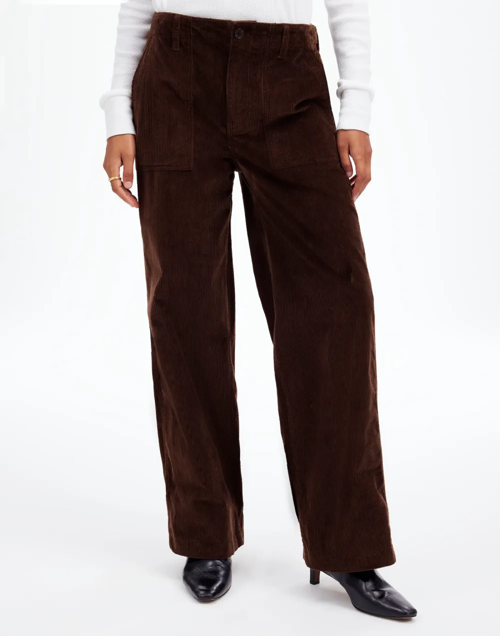 Low-Slung Baggy Utility Pants in Corduroy