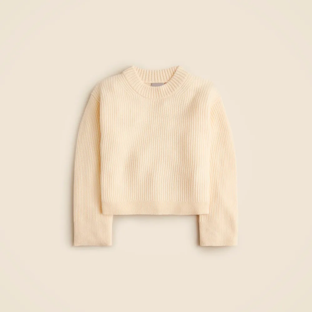 Ribbed cashmere cropped crewneck sweater