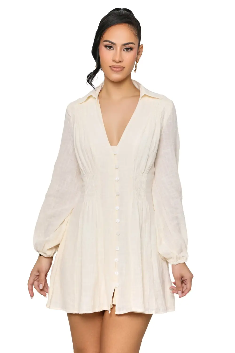 Flow With It Mini Dress (Cream)-FINAL SALE