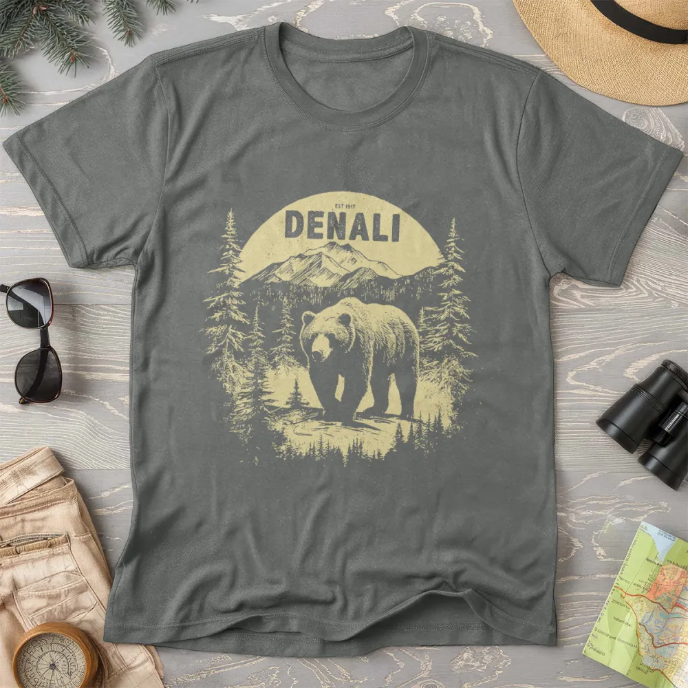 Denali National Park Grizzly Bear Crewneck T-Shirt