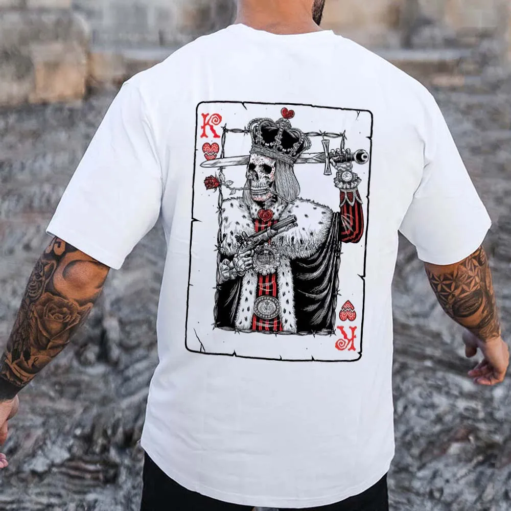Poker Skull Printed Men's T-shirt