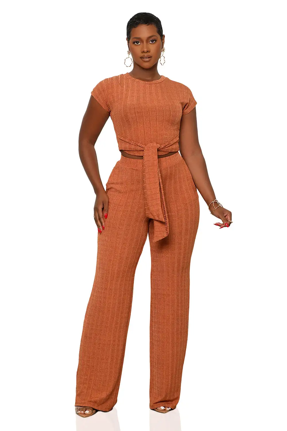 Everyday Casual Pants Set (Rust)