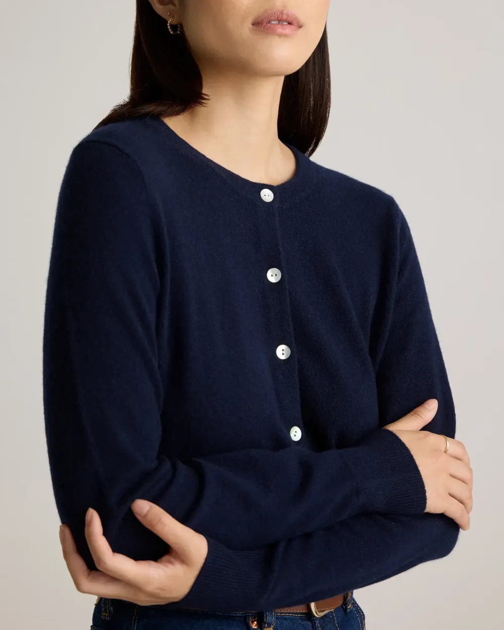 Cropped Cut Cashmere Cardigan Sweater