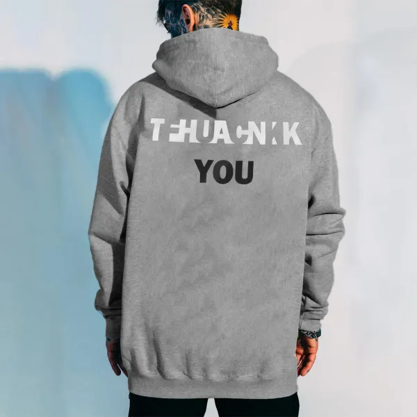 Thank You  Ambiguity Letter Print Casual Hoodie