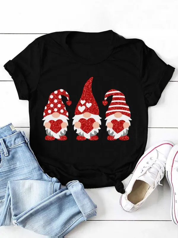 Valentine's Day Gnomes Crew Neck T-Shirt