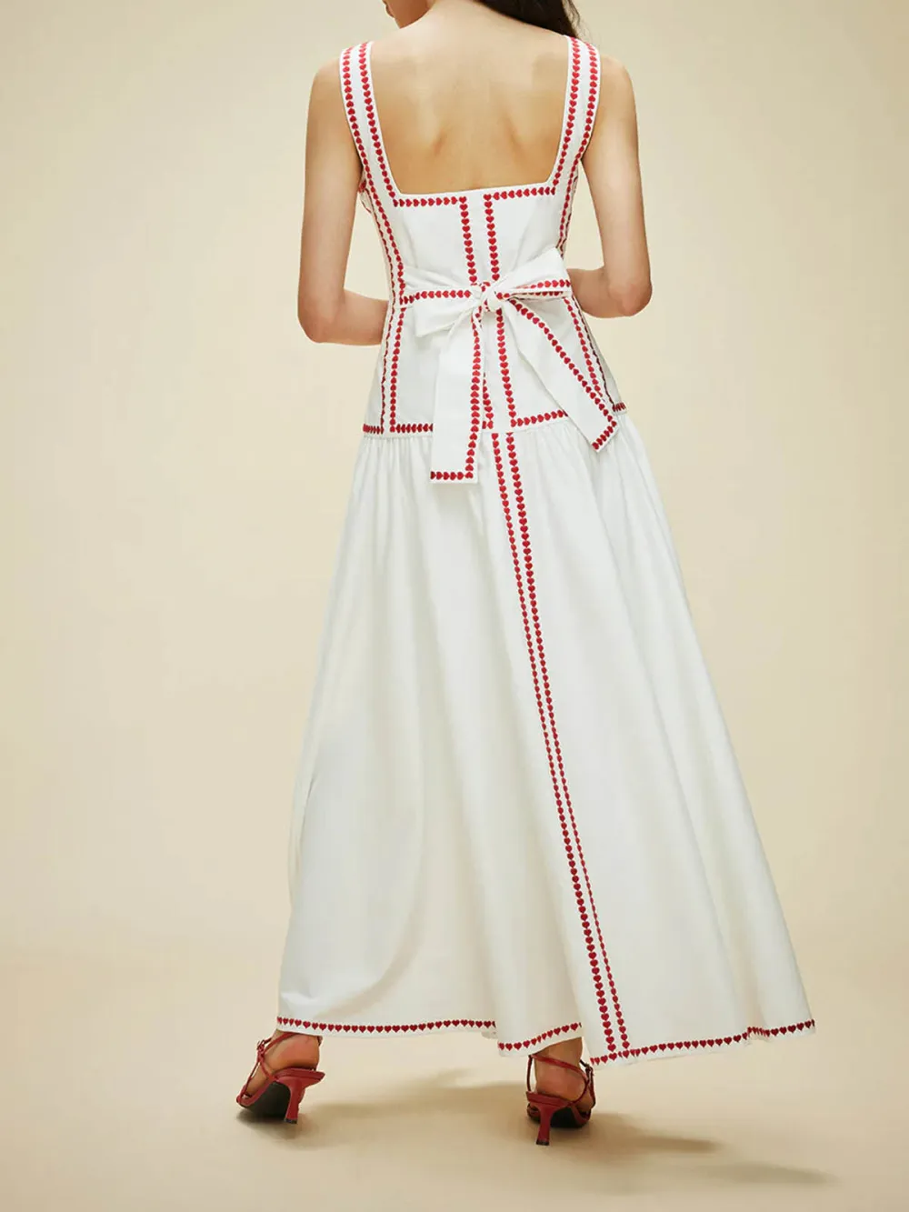 Tied Back Heart Detail Sleeveless Dress
