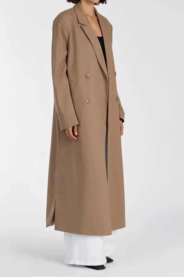 CELINA TAN WOOL BLEND COAT