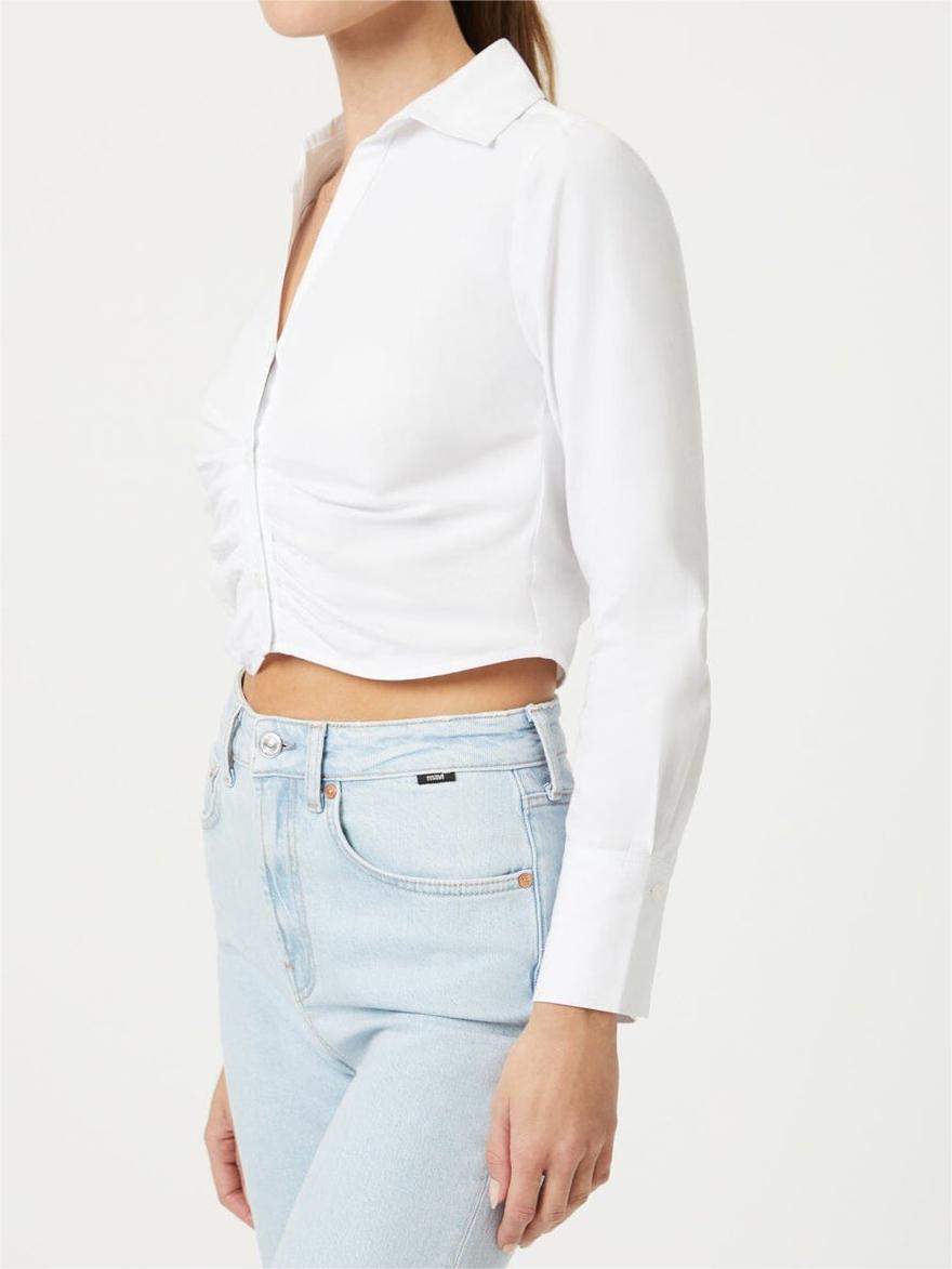 Cropped Button-Up White Shirt