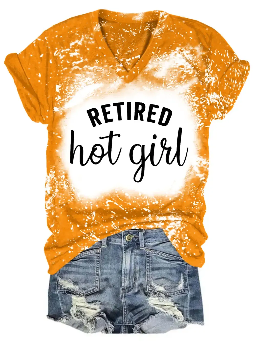 Retired Hot Girl Bleaching V Neck T-shirt