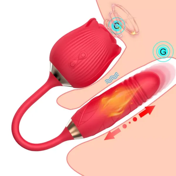 Rose Sucking Clit Vibrator Dildo Thrusting G-spot Massager Sex Toys for Women