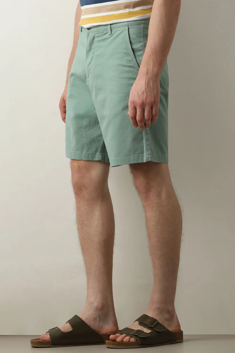 Green Mid Rise Chino Shorts