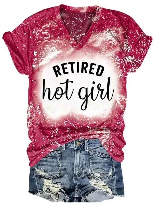 Retired Hot Girl Bleaching V Neck T-shirt