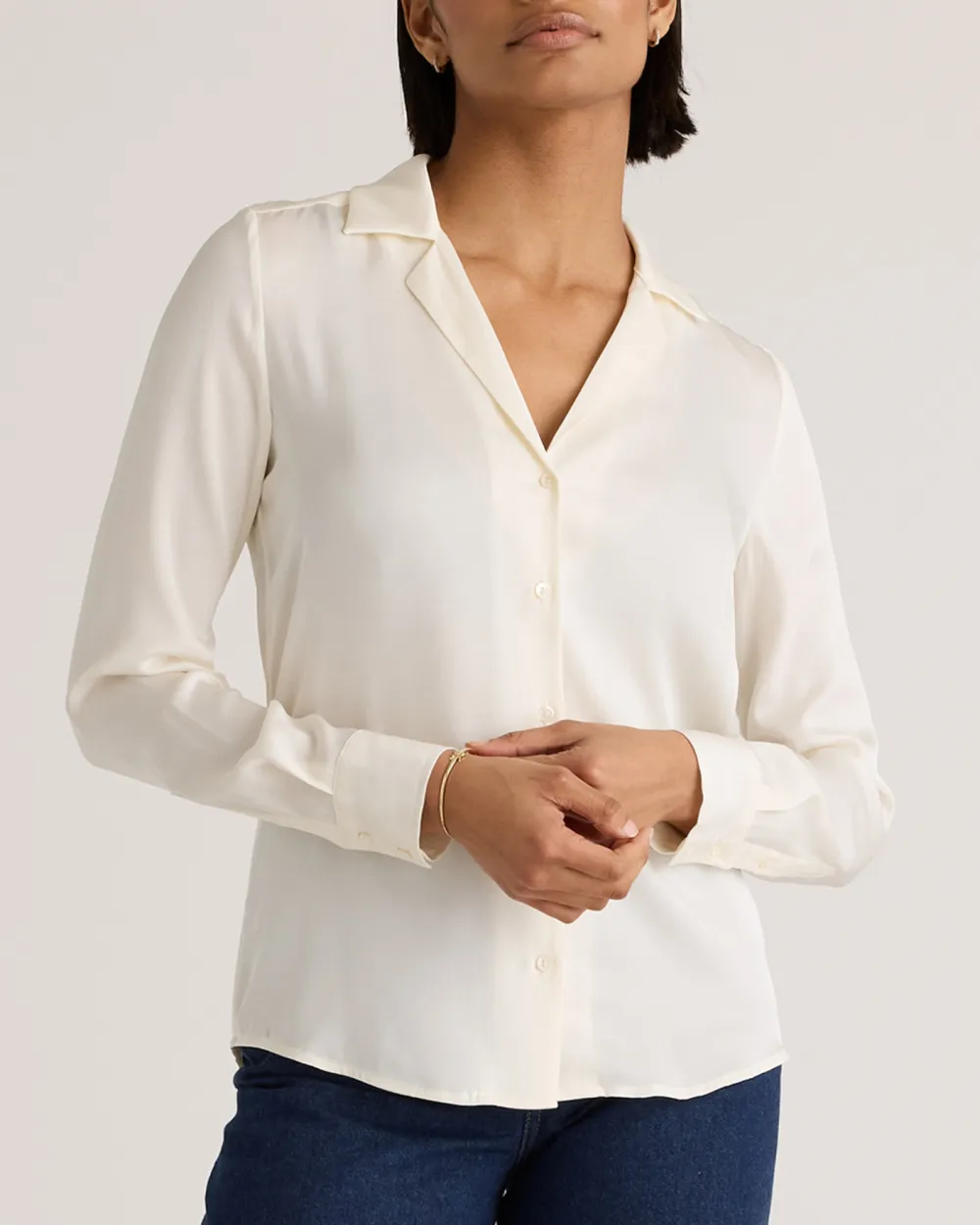 Notch Collar Slim Fit Blouse