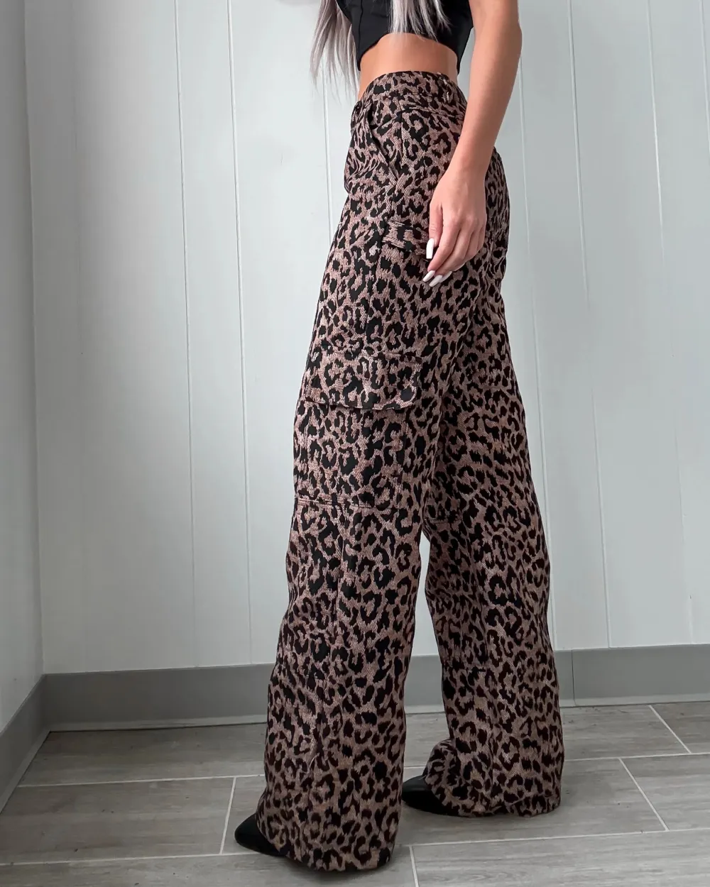 Lenny Jacquard Cargo Pants - Leopard