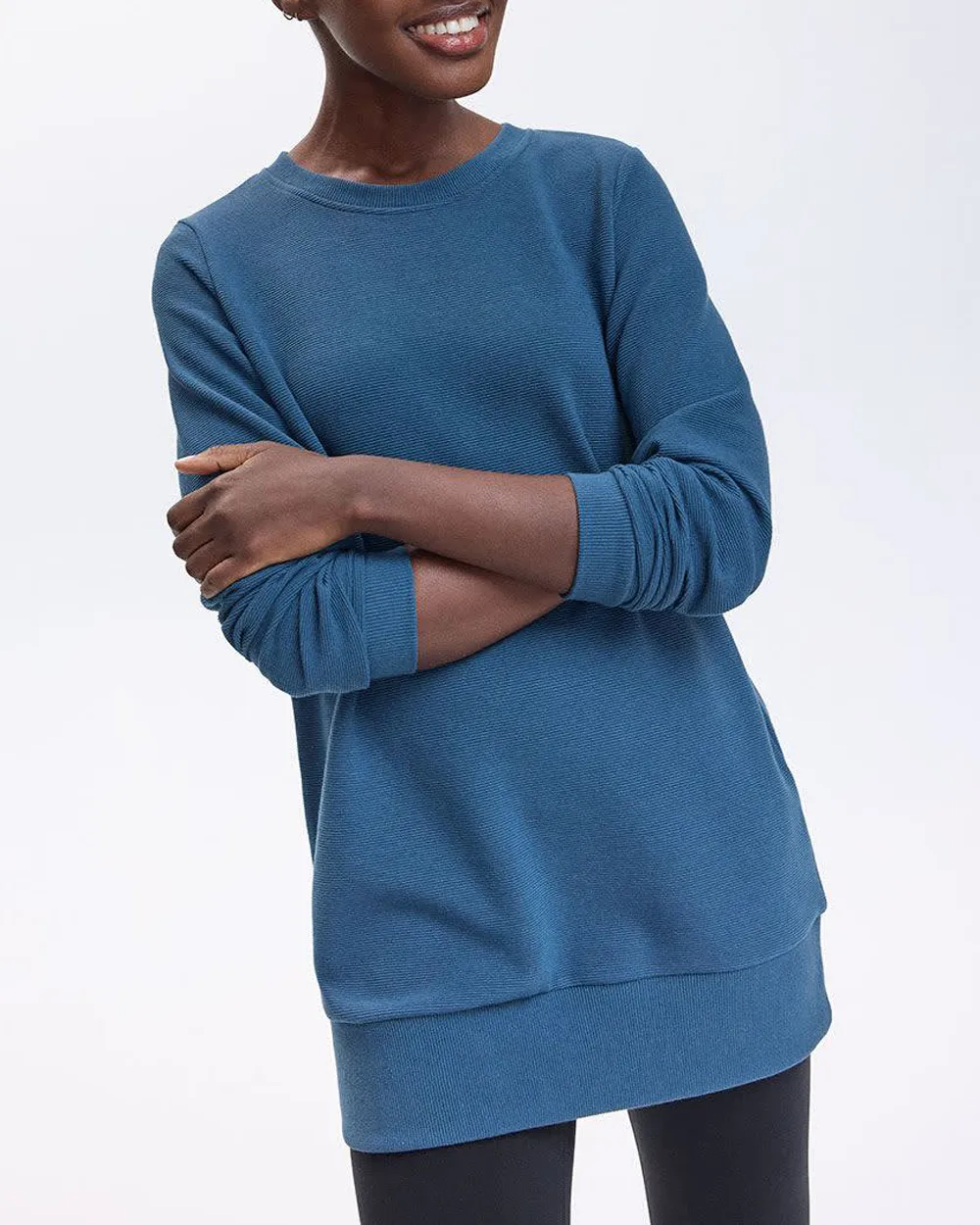 Long-Sleeve Crew-Neck Ottoman-Knit Tunic